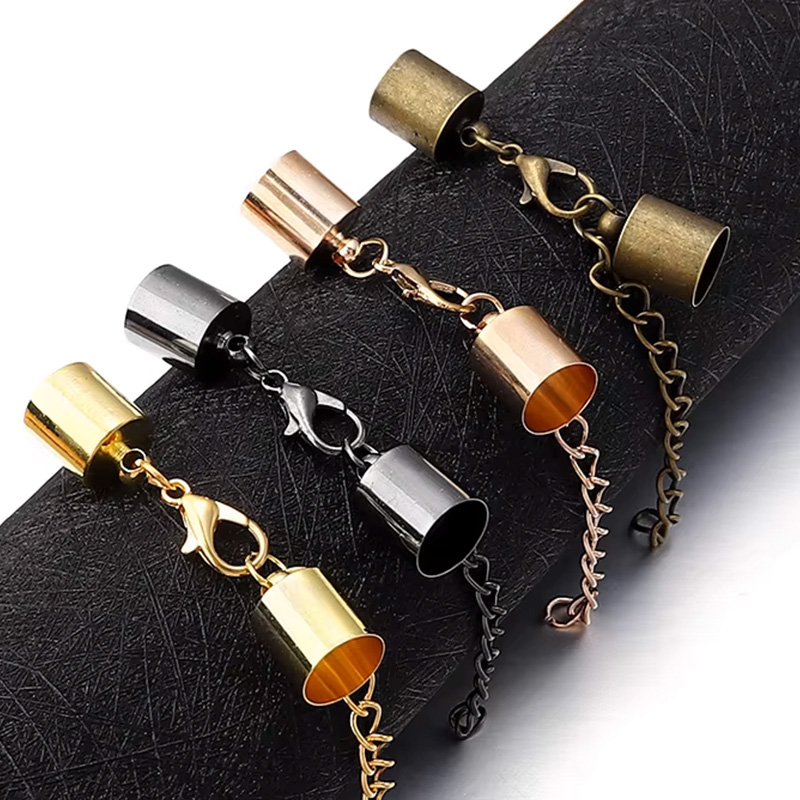 Patent Leather Shine - 10Sets Lederband Endkappen mit Karabinerverschluss Verlängerungskette