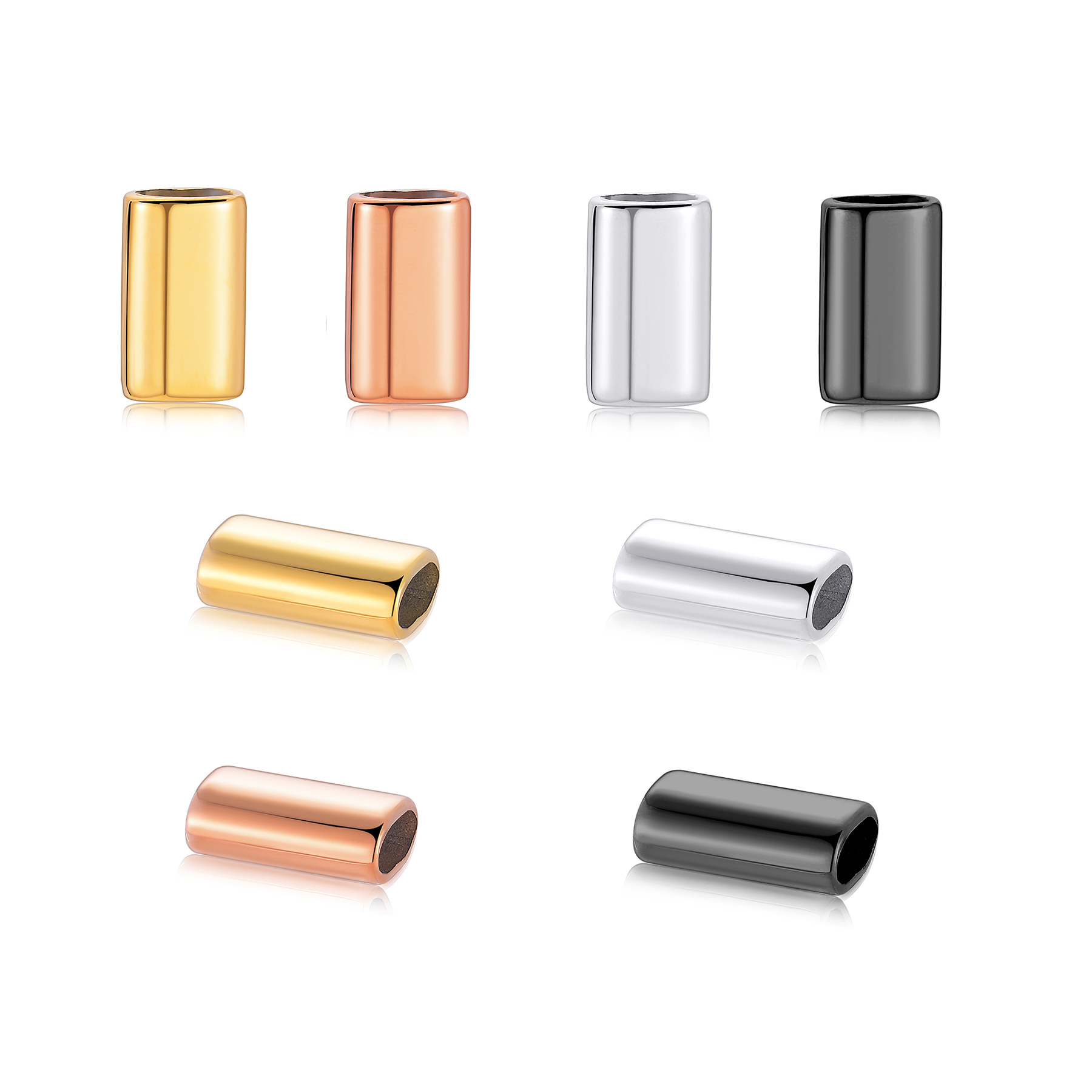 Patent Leather Shine - 6PCS Edelstahl Charm Slider Spacer Perlen